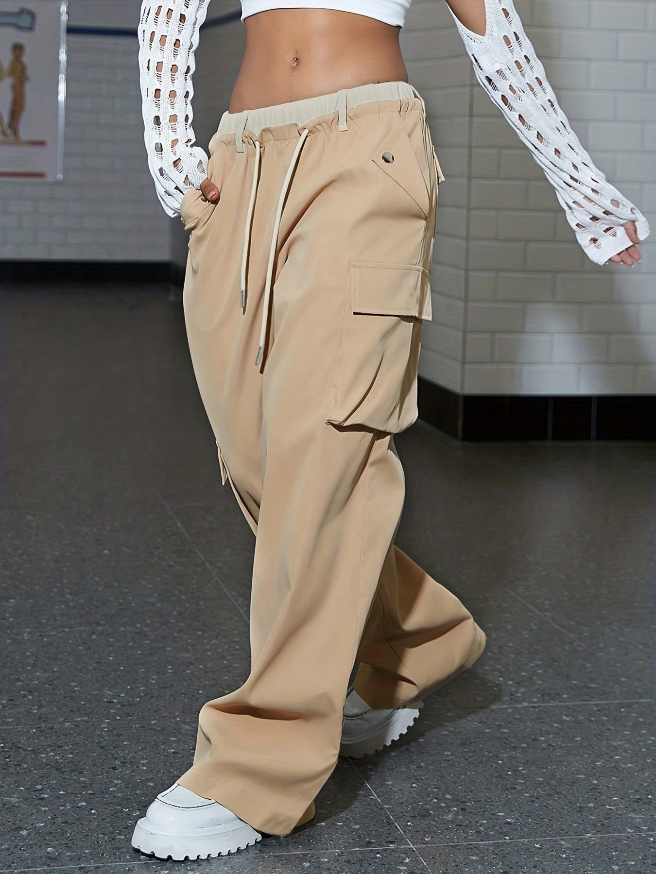 Trendy Split Wide Leg Cargo Pants