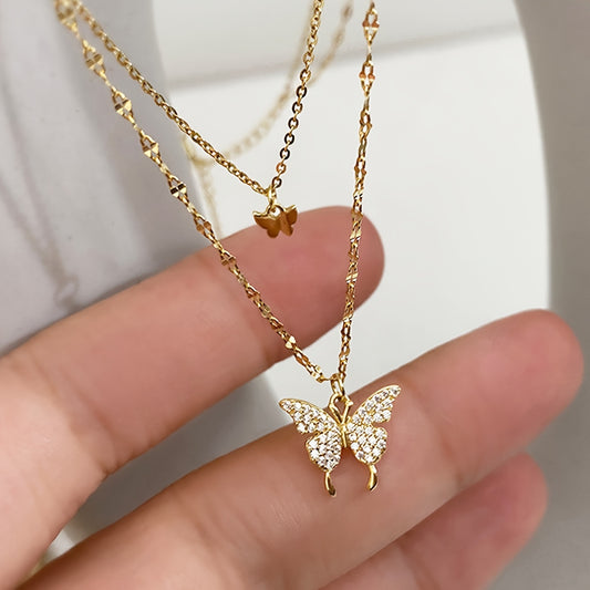 Y2K Rhinestone Butterfly Necklace