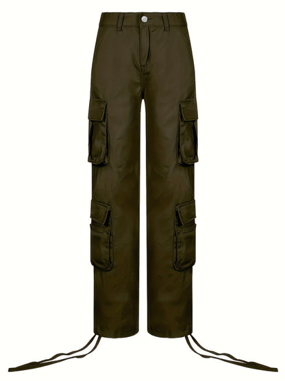 Black Flap Pockets Straight Jeans