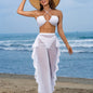 Semi-Sheer Fashion Ruched Crisscross Strap Mesh Bikini Set for Women