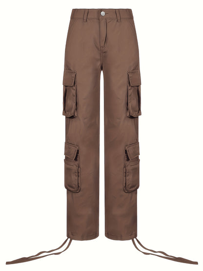 Black Flap Pockets Straight Jeans