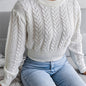 Cable Crew Neck Crop Sweater