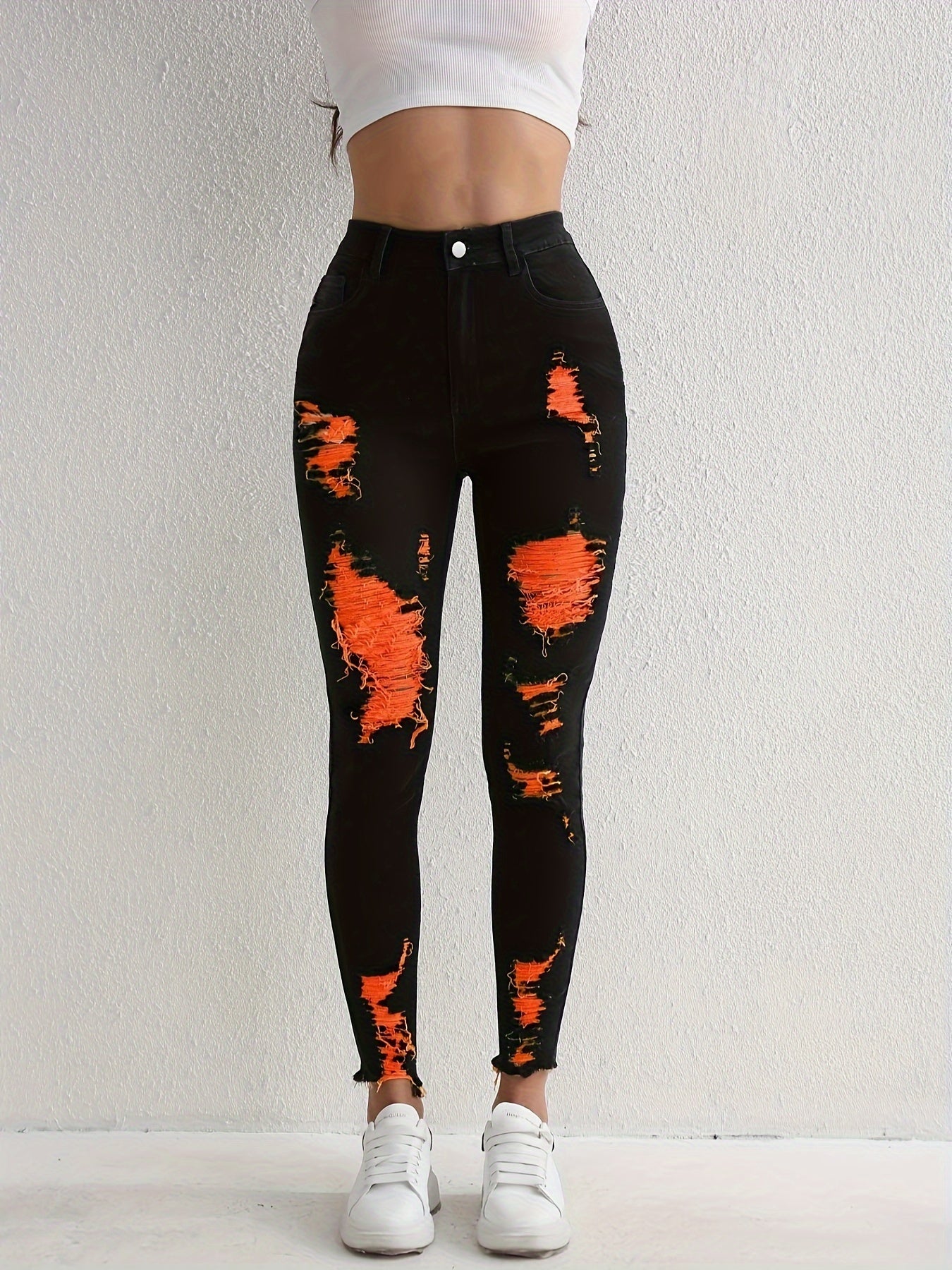 Stylish Black Ripped Skinny Jeans