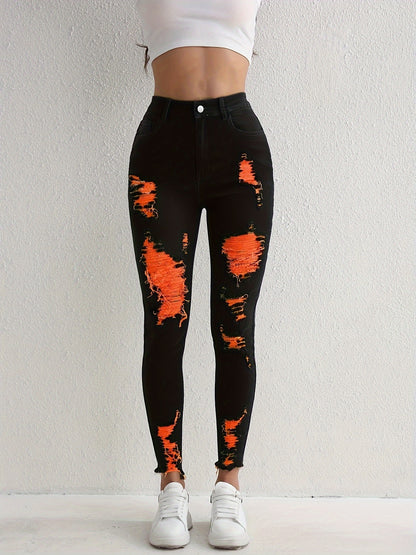Stylish Black Ripped Skinny Jeans