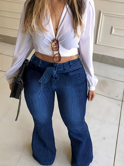 curvy girls High Rise Flared Leg Jeans