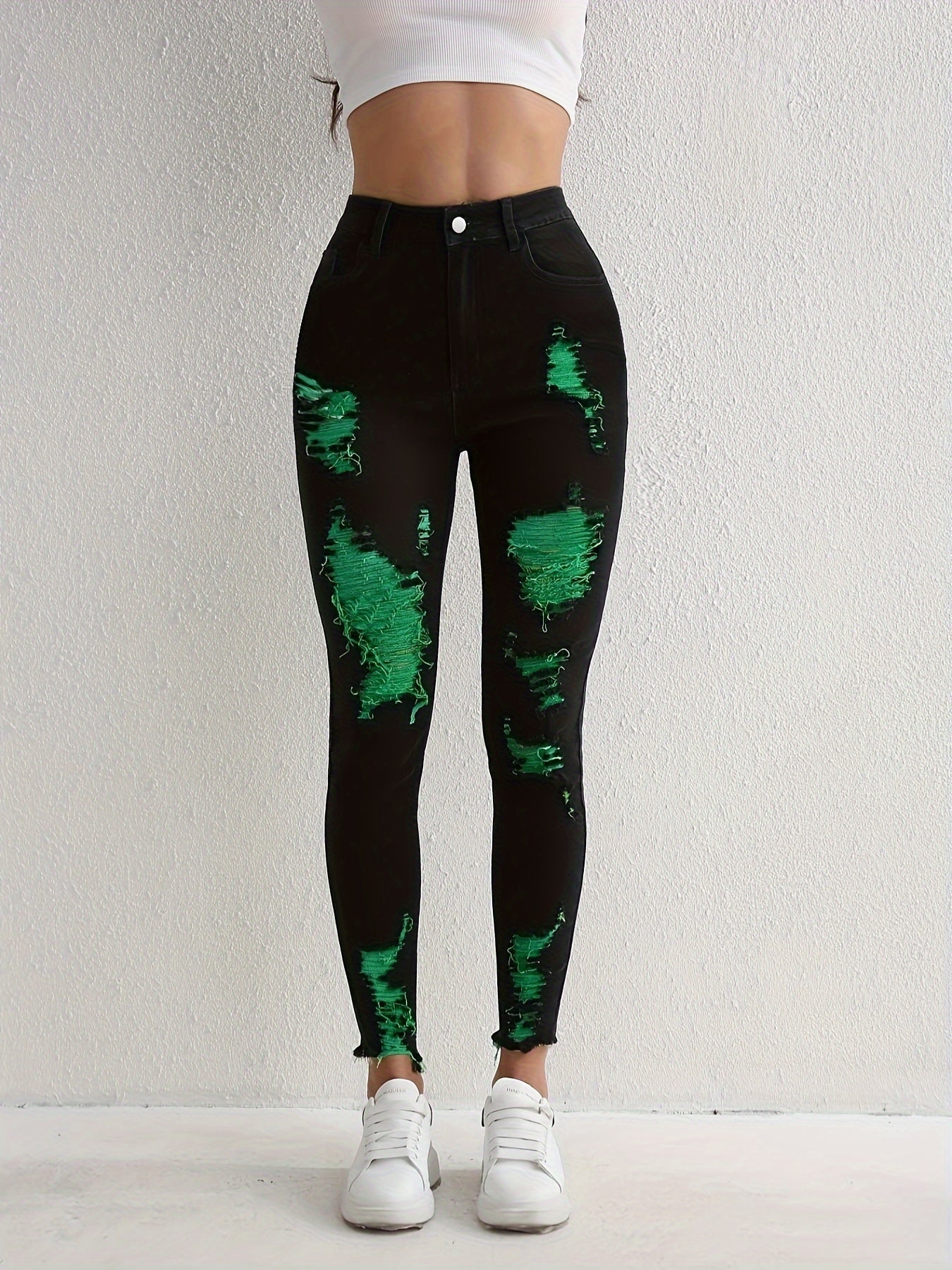 Stylish Black Ripped Skinny Jeans