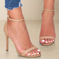 Beige Stiletto Sandals with Ankle Strap