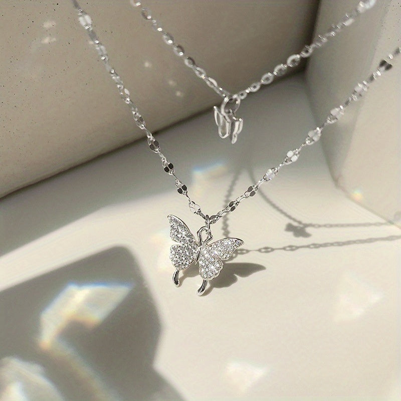 Y2K Rhinestone Butterfly Necklace