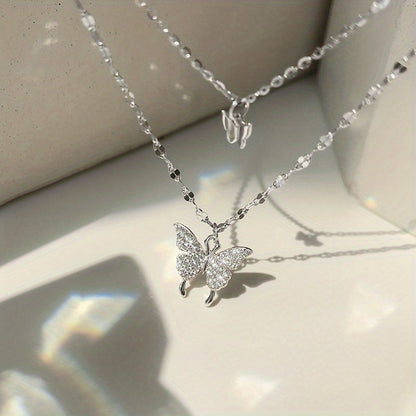 Y2K Rhinestone Butterfly Necklace