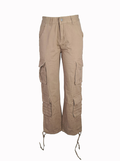 Black Flap Pockets Straight Jeans
