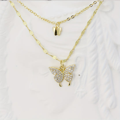 Y2K Rhinestone Butterfly Necklace