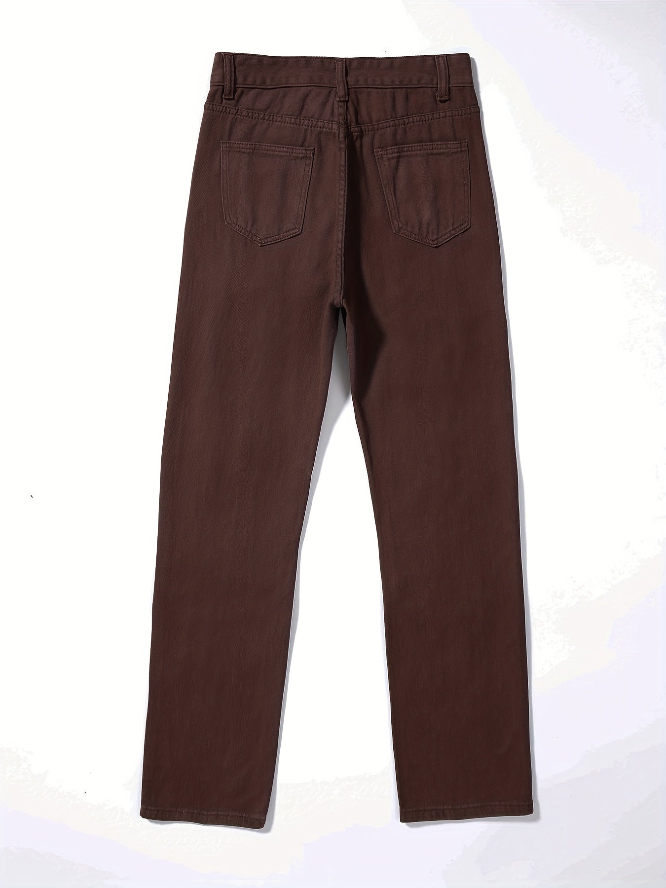 Plain Ripped Holes Straight Jeans
