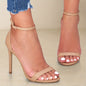 Beige Stiletto Sandals with Ankle Strap