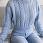 Cable Crew Neck Crop Sweater